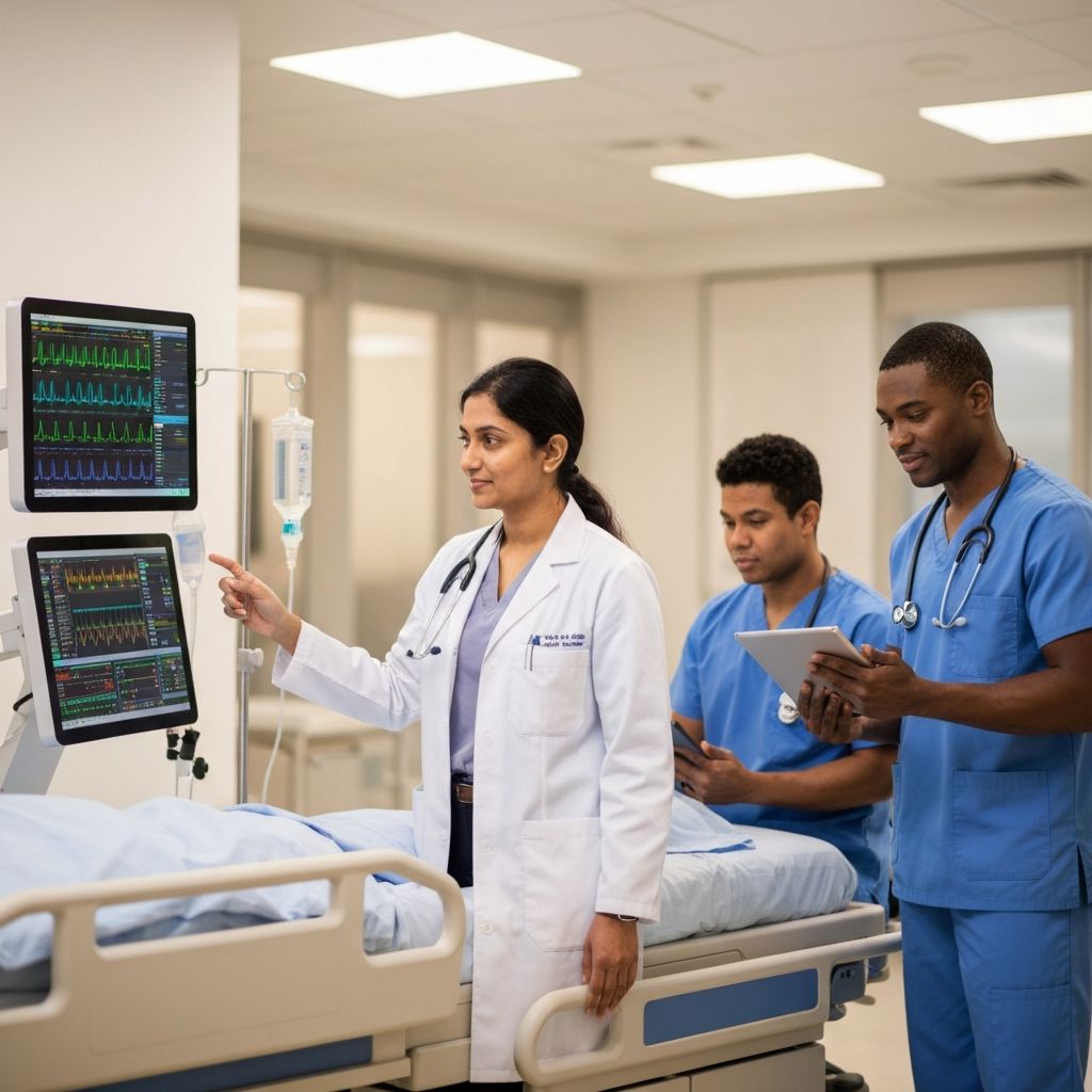 Equipo de salud colaborando con tecnología Retia